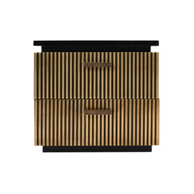 Modern Style 2-Drawer Nightstand Made with Mango Wood and Finished with Brass Metal B009128310