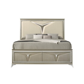 Samantha Modern Style Queen Bed Made with Wood & LED Headboard B009S01023