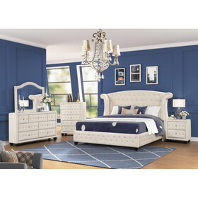 Sophia King 4 pc Bedroom Set Made with Wood in Cream 808857729781