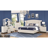 Sophia Crystal Tufted Full 4 pc Vanity Bedroom Set Made with Wood in Cream B009S01062