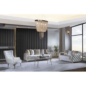 Lust 3pc Living Room Set in Off White B009S01067