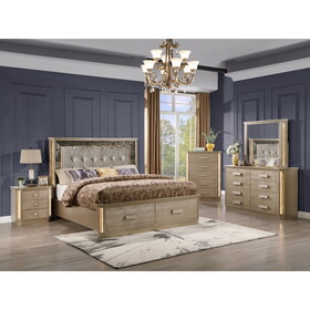 Medusa King 4PC Bedroom set Made with Wood in Gold B009S01073