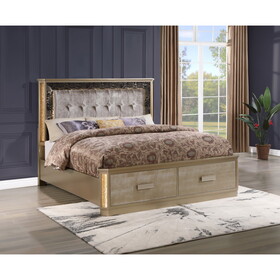 Medusa Queen Bed Made with Wood in Gold B009S01075