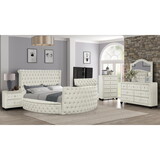 Maya Modern Style Crystal Tufted King 4PC Bed room set Made with wood in Cream B009S01105