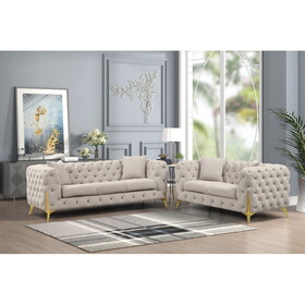 Contempo 2pc Buckle Fabric Living Room Set Made with Wood in Gray B009S01152