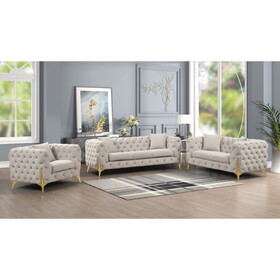 Contempo 3pc Buckle Fabric Living Room Set Made with Wood in Gray B009S01153