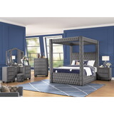 Monica luxurious Four-Poster King 4 pc Vanity Bedroom Set Made with Wood in Gray B009S01167