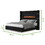 Lizelle Upholstery Wooden King 5 PC Bedroom set with Ambient lighting in Black Velvet Finish B009S01241