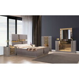 Lorenzo King 5 pc Tufted Upholstery Bedroom set made with Wood in Gray B009S01255