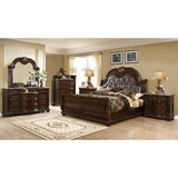 Roma Traditional Style King 5 pc Bedroom set made with Wood in Dark Walnut B009S01257