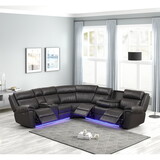 Aviator Modern Style Recliner Sectional Sofa made with Wood in Gray B009S01292