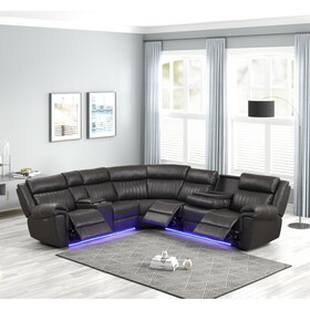 Aviator Modern Style Recliner Sectional Sofa made with Wood in Gray P-B009S01292