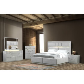 Da Vinci Modern Style 4 pc Queen Bedroom Set Made with Wood in Gray B009S01298