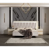 Delfano Modern Style Queen Bed Made with Wood in Beige B009S01302