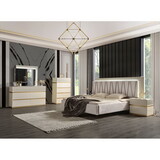 Delfano Modern Style 4 pc Queen Bedroom Set Made with Wood in Beige B009S01304