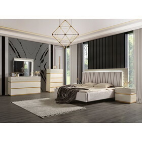 Delfano Modern Style 5 pc Queen Bedroom Set Made with Wood in Beige B009S01305