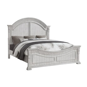 Faith Transitional Style Queen Bed Made with Wood in Antique White B009S01314