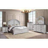 Faith Transitional Style 4 pc Queen Bedroom Set Made with Wood in Antique White B009S01316