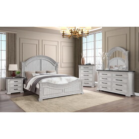 Faith Transitional Style 5 pc Queen Bedroom Set Made with Wood in Antique White B009S01317