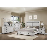 Loretta Modern Style 5 pc King Bedroom Set Made with Wood in Antique White B009S01325