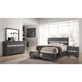 Matrix Traditional Style Full 4 Piece Storage Bedroom set made with Wood in Gray B009S01341