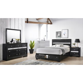 Matrix Traditional Style Full 4 Piece Storage Bedroom set made with Wood in Black B009S01342