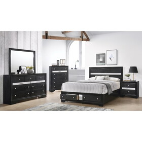 Matrix Traditional Style Full 5pc Storage Bedroom Set made with Wood in Black B009S01344