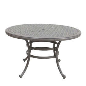 All-Weather and Durable 52" Round Cast Aluminum Round Dining Table with Umbrella Hole B010119299