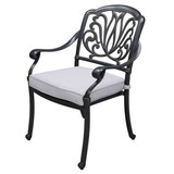 Patio Outdoor Aluminum Dining Armchair with Cushion, Set of 2, Cast Silver