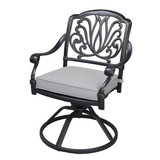 Patio Outdoor Aluminum Dining Swivel Rocker Chairs with Cushion, Set of 2, Cast Silver