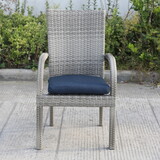 Balcones Outdoor Wicker Dining Chairs with Cushions, Set of 8, Gray/Navy B010P164315
