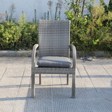 Balcones Outdoor Wicker Dining Chairs with Cushions, Set of 8, Gray/Dark Gray B010P164316