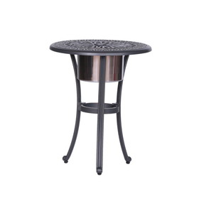 Outdoor Patio Aluminum Round Bistro Table/Side Table with Ice Bucket B010S00009