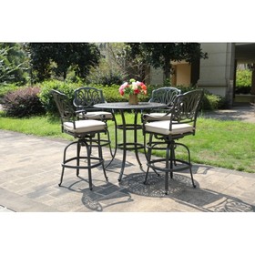 Round 4 - Person 42" Long Bar Height Dining Set with Sunbrella Cushions B010S00015