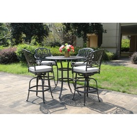 Round 4 - Person 42" Long Bar Height Dining Set with Cushions B010S00016