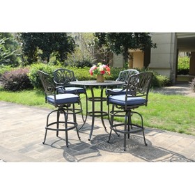 Round 4 - Person 42" Long Bar Height Dining Set with Cushions B010S00017