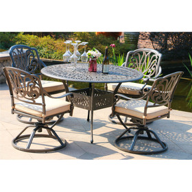 Round 4 - Person 48.03" Long Aluminum Dining Set with Sunbrella cushions B010S00018