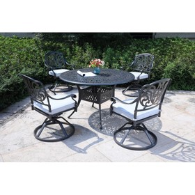 Round 4 - Person 48.03" Long Aluminum Dining Set with Cushions B010S00019