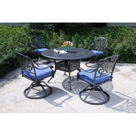 Round 4 - Person 48.03" Long Aluminum Dining Set with Cushions B010S00020