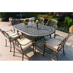 Oval 6 - Person 72.05" Long Aluminum Dining Set with Sunbrella cushions B010S00023