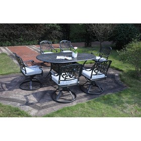 Oval 6 - Person 72.05" Long Aluminum Dining Set with Cushions B010S00027