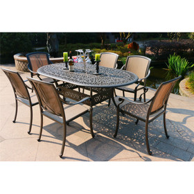 Oval 6-Person 72.05" Long Powder Coated Aluminum Dining Set B010S00029