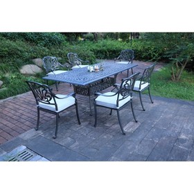 Rectangular 6 - Person 84.25" Long Dining Set with Cushions B010S00032