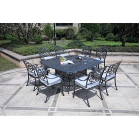 Square 8 - Person 64" Long Aluminum Dining Set with Cushions B010S00049