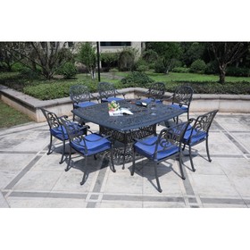 Square 8 - Person 64" Long Aluminum Dining Set with Cushions B010S00050