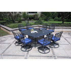 Square 8 - Person 64" Long Aluminum Dining Set with Cushions B010S00053