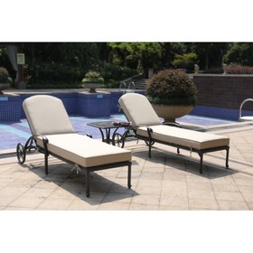 87" Long Reclining Chaise Lounge Set with Sunbrella Cushion and Table B010S00057