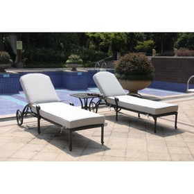 87" Long Reclining Chaise Lounge Set with Cushion and Table B010S00058