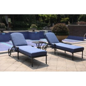 87" Long Reclining Chaise Lounge Set with Cushion and Table B010S00059