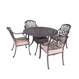 Round 4 - Person 48" Long Aluminum Dining Set with Sunbrella Cushions B010S00085